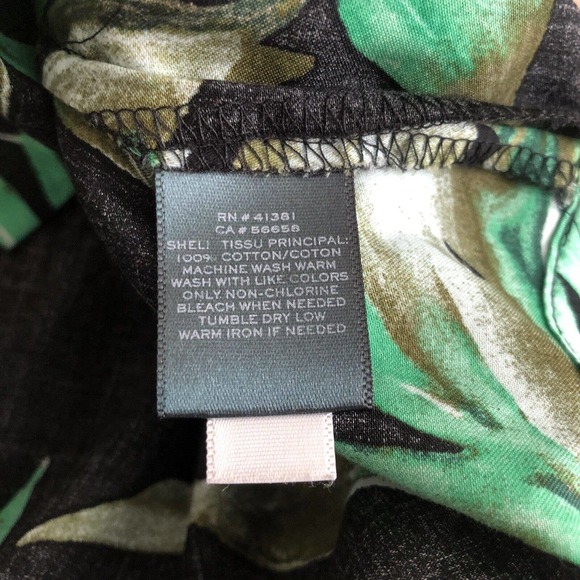 Lauren Ralph Lauren Blouse Size Large Tropical Leaf Print 3/4 Balloon Sleeve - Picture 7 of 7